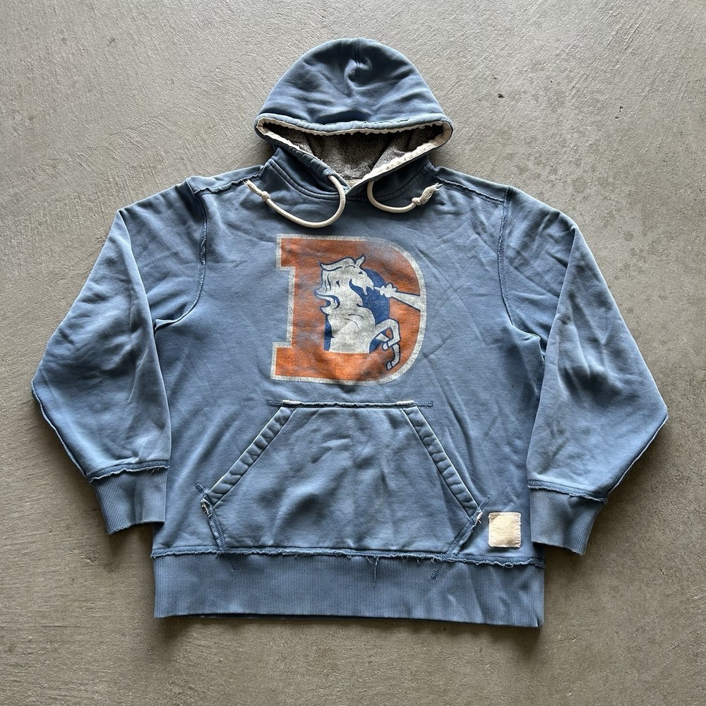 Retro Sport Denver Broncos Sweatshirt Size Medium Blue Hoodie NFL Football